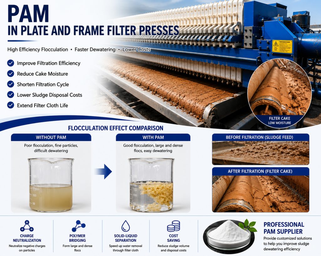 How Polyacrylamide (PAM) Helps Plate and Frame Filter Presses Produce Drier Sludge Cakes