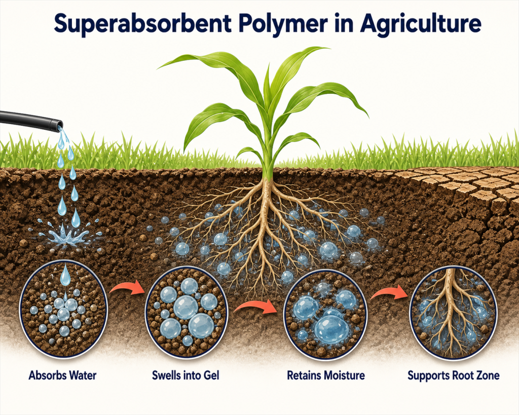 Super Absorbent Polymer in Agriculture: Improving Soil Water Retention