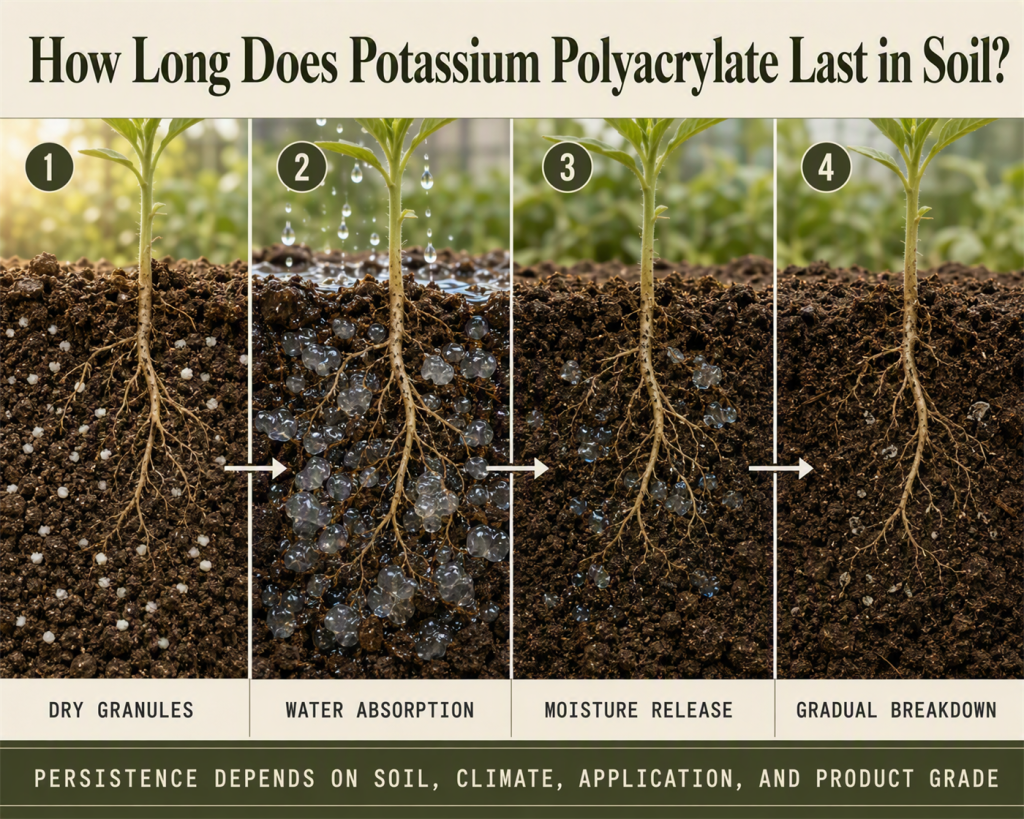 How Long Does Potassium Polyacrylate Last in Soil?